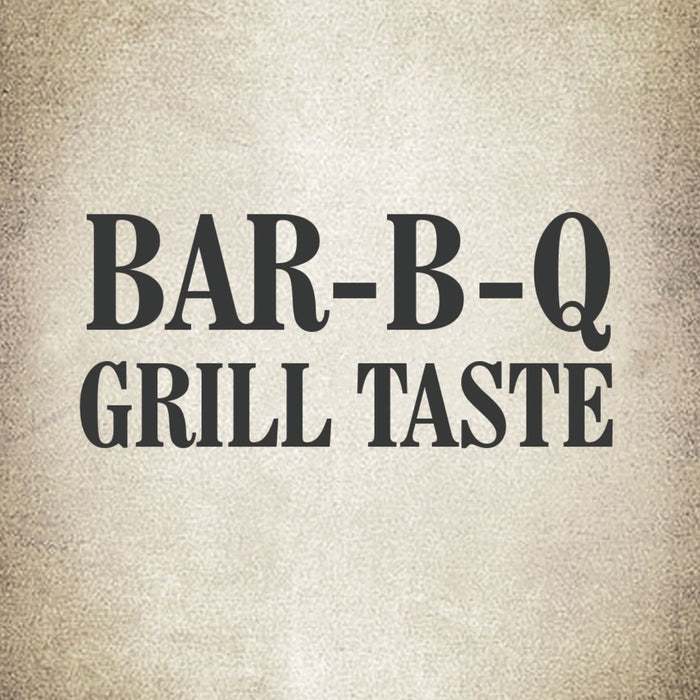 A text graphic that reads BAR-B-Q GRILL TASTE