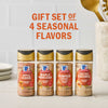 A McCormick gift set of four seasonal flavors: Apple Cider, Maple Pecan Blondie, Pumpkin Pie Spice, and Smoked Paprika.
