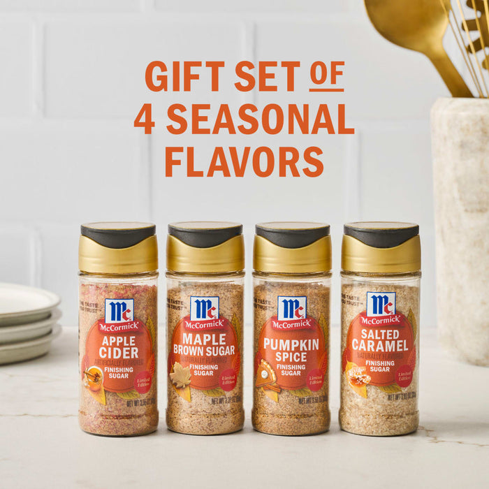 A McCormick gift set of four seasonal flavors: Apple Cider, Maple Pecan Blondie, Pumpkin Pie Spice, and Smoked Paprika.