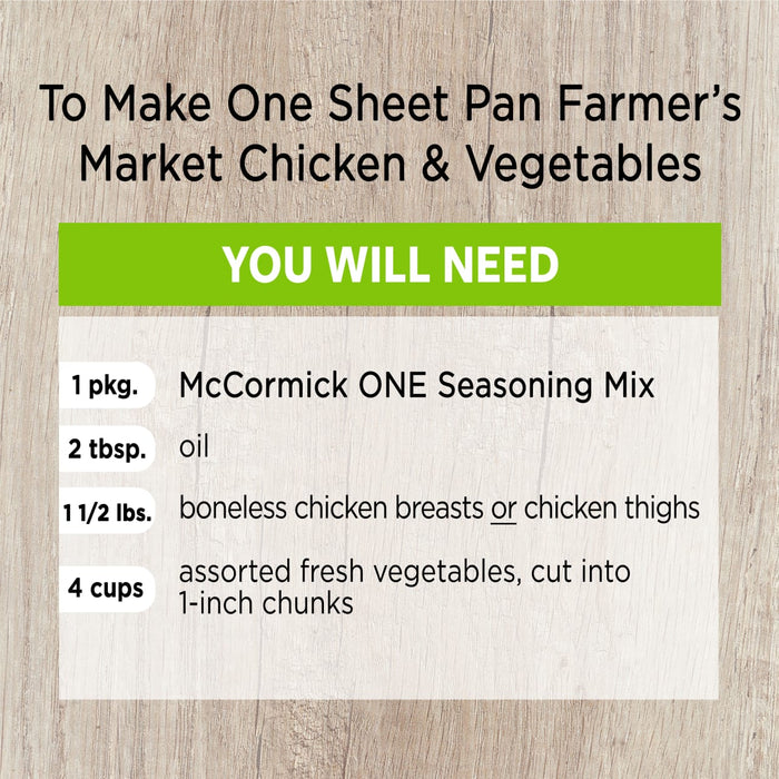 McCormick® Farmer's Market Chicken & Vegetables One Sheet Pan Seasoning Mix, 1.25 oz (6-Pack)