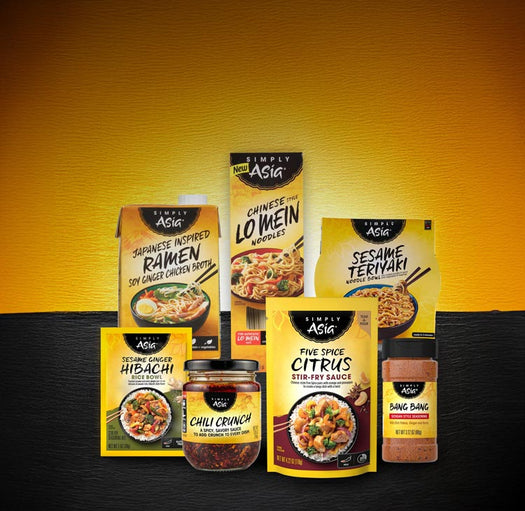 lineup of various simply asia products
