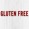 The words Gluten Free in red on a white wood background.