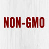 The words NON-GMO in red letters on a white wooden background.