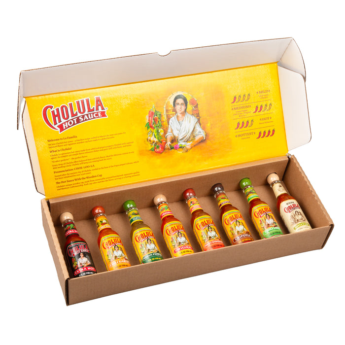 Cholula Variety Pack, 8-Count (Extra Hot, Green Pepper, Chili Lime, Chili Garlic, Chipotle, Sweet Habanero, Reserva, Original)