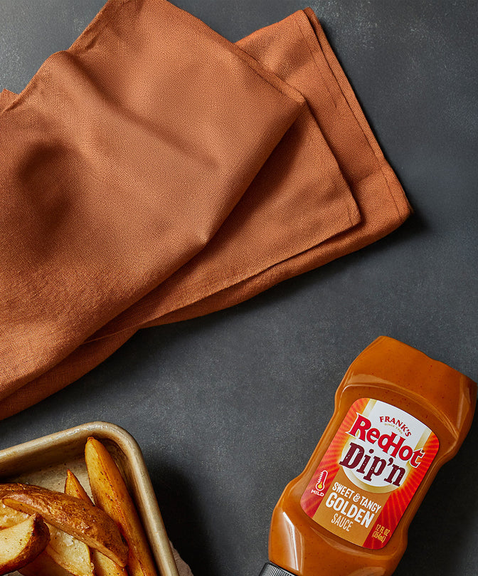 franks redhot dipn sauce with wedge potatoes