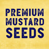 A blue text graphic that says Premium Mustard Seeds