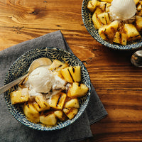 ice cream on grilled fruit