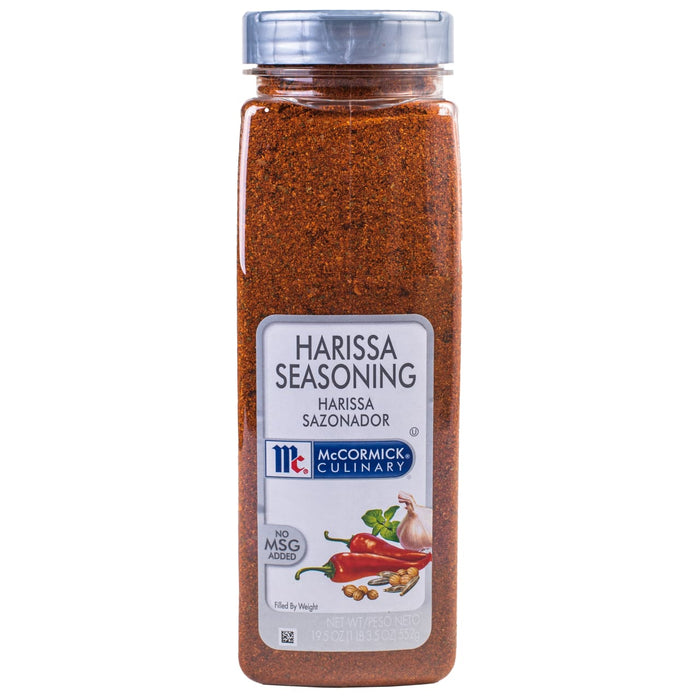 A jar of McCormick Culinary Harissa Seasoning.