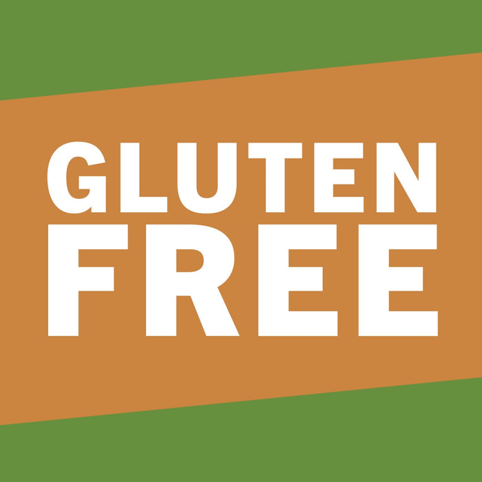 A brown and green background with the text Gluten Free in white.