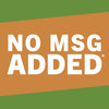 A graphic with white text on a brown background that says NO MSG ADDED with a green background behind the brown.
