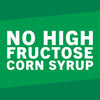 A green background with white text that reads No High Fructose Corn Syrup.