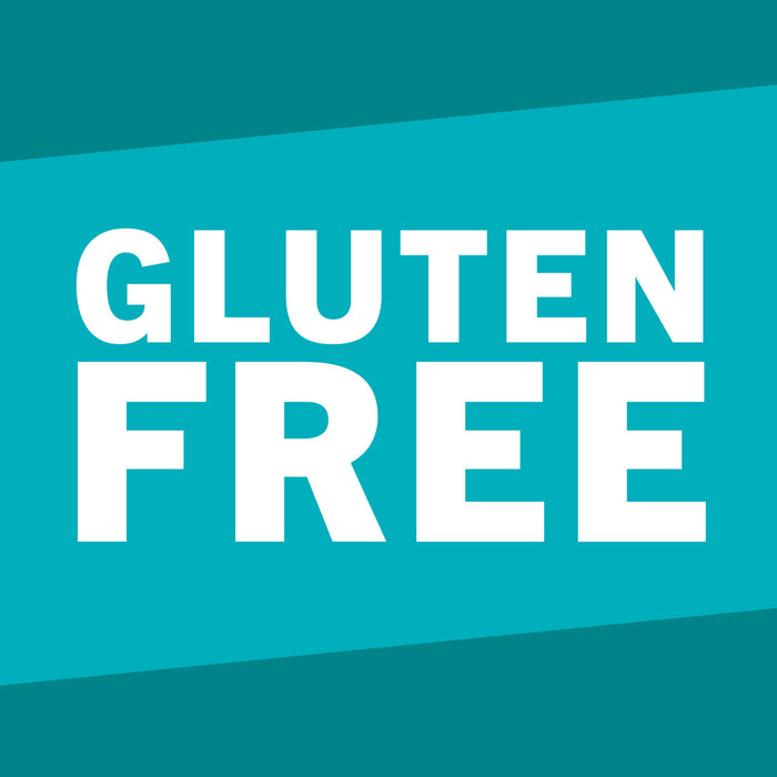 A teal blue background with the words Gluten Free in white.