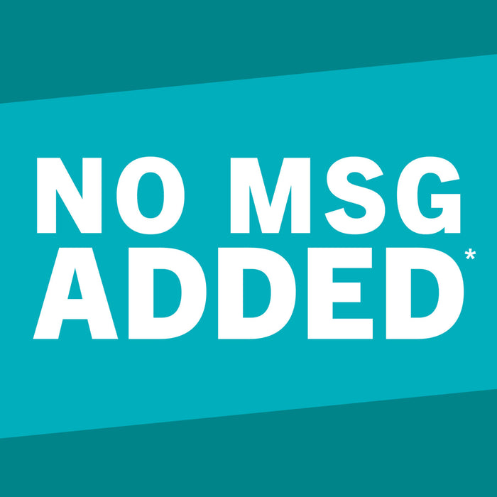 A teal blue background with the text NO MSG ADDED in white.