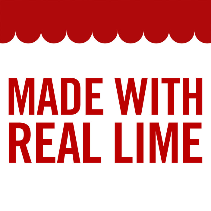 A red banner with the text Made with Real Lime in white.