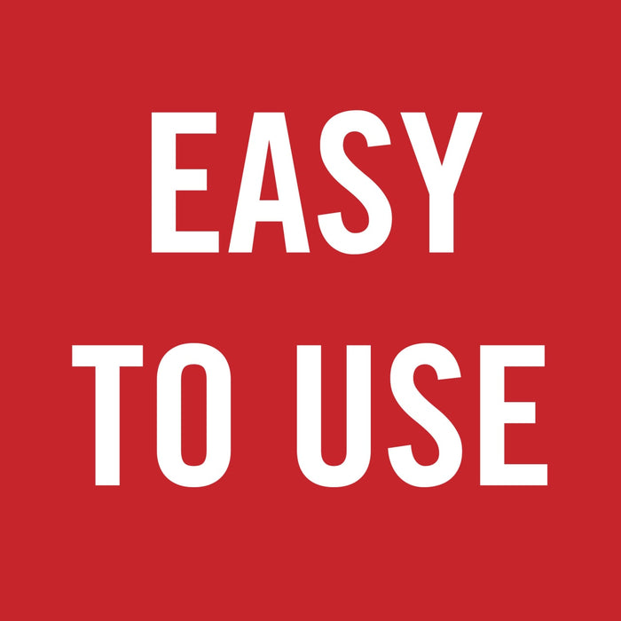 White text on a red background that says Easy to Use.