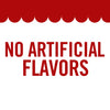 A red banner with the text NO ARTIFICIAL FLAVORS in white.