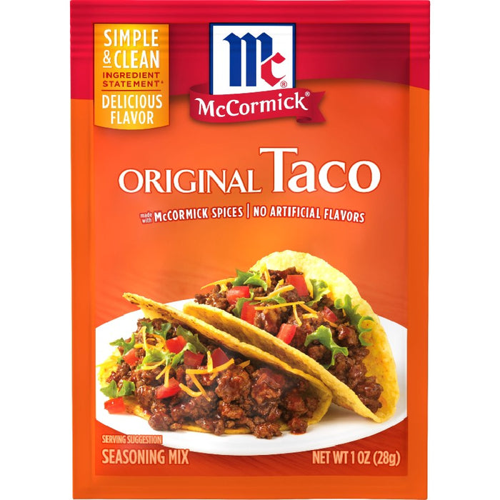 McCormick Original Taco seasoning mix packet on a white background