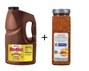 Two spice products, a large container of Red Hot sauce and a jar of Japanese Seven Spice, on a white background.