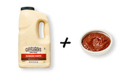Cattlemen's Alabama White sauce bottle and a bowl of red sauce on a white background