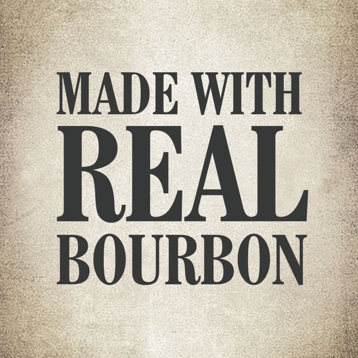 A graphic with the text Made with Real Bourbon.