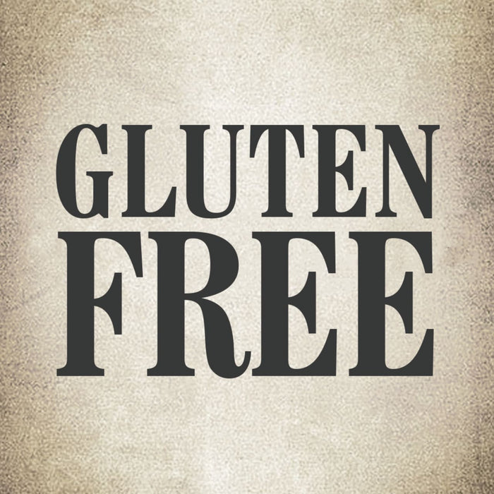 The text Gluten Free is displayed in bold black letters on a beige background.