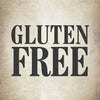 The text Gluten Free is displayed in bold black letters on a beige background.