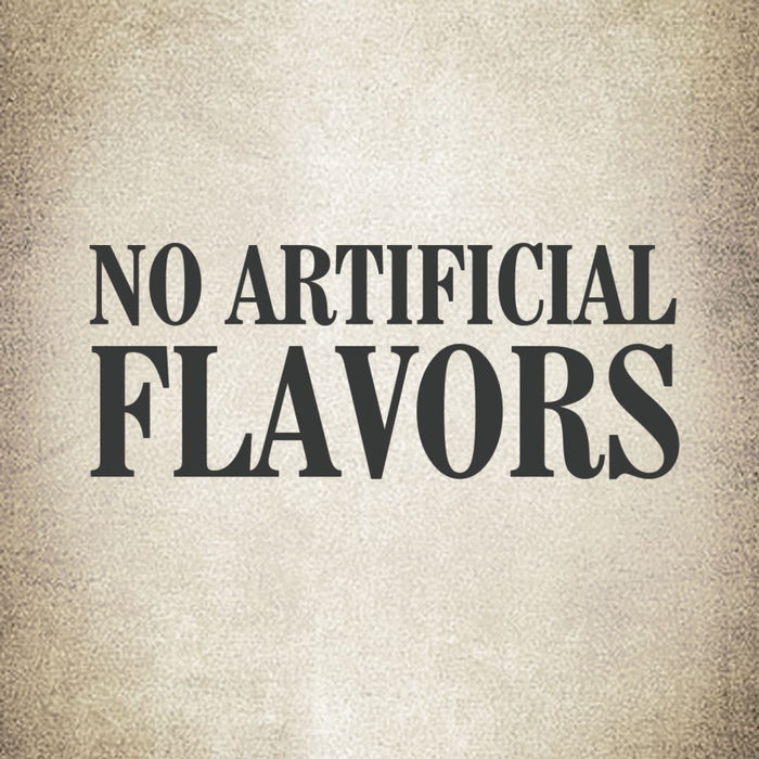 A graphic with the text No Artificial Flavors in bold black letters.