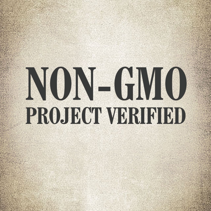 A black and white logo that says NON-GMO PROJECT VERIFIED