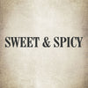 The text Sweet &amp; Spicy is written in bold black letters on a light brown background.
