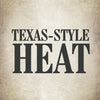 A graphic with the text Texas-Style Heat in black.