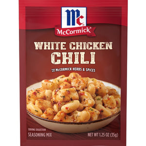 McCormick White Chicken Chili seasoning mix packet on a white background