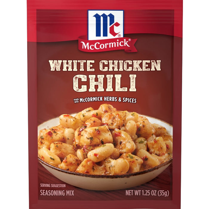 McCormick White Chicken Chili seasoning mix packet on a white background